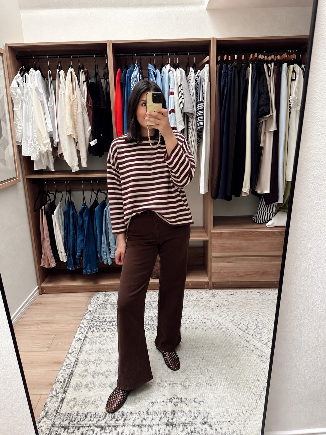 Madewell is 25% off! This tee is everything I want in a tee! Striped, loose fitting, comfortable. I am in the large, fits like a loose large. Comes in solids, too! If stripes aren’t your thing. 

This pair of pants might be sold out...but I’ll link them just in case! This is the Emmy Pant, I am in the 29. They are stretchy and fit generously. I love the dark almost raisin brown hue. 

 