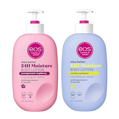 Bundle of eos Shea Better Body Lotion- Vanilla Cashmere + Pomegranate Raspberry, 24-Hour Moisture Skin Care, Lightweight & Non-Greasy, Made with Natural Shea, Vegan, 16 fl oz | Amazon (US)