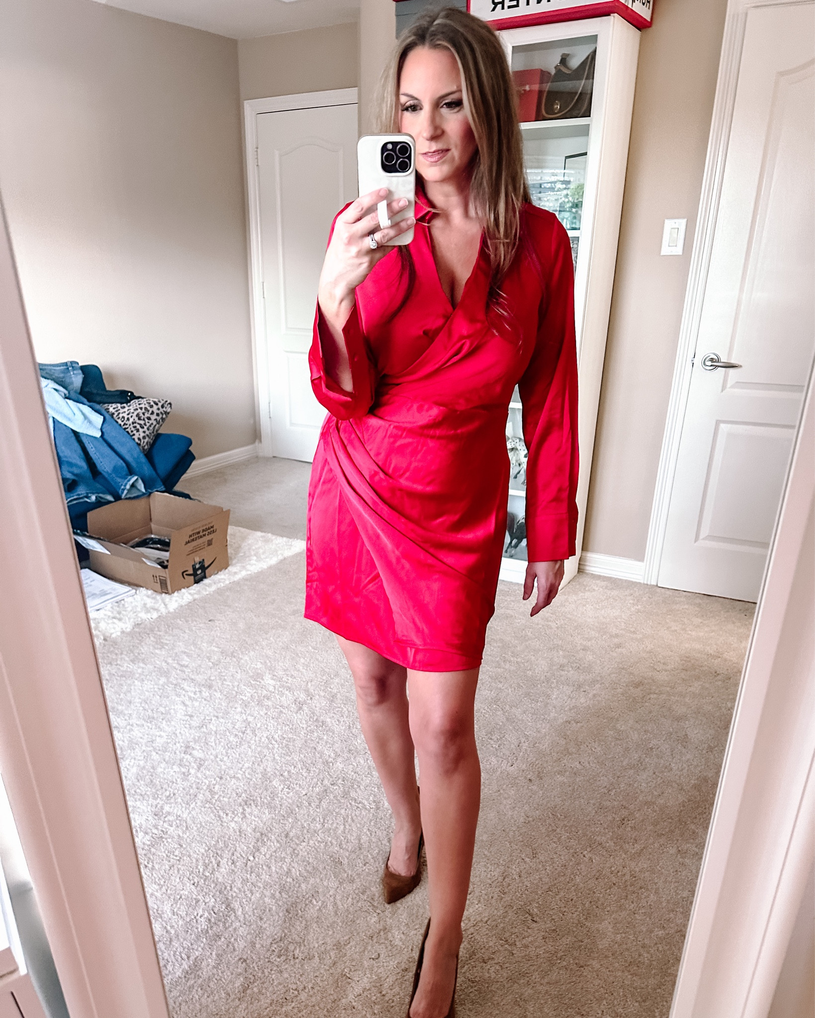 Pretty and flattering shirt dress from target!  It’s only $30 and is perfect for holiday parties. I’m in a medium  

#LTKfindsunder50 #LTKmidsize #LTKHoliday