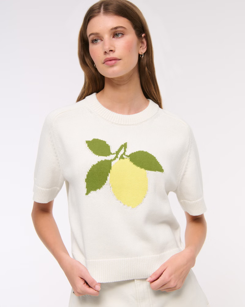 The A&F Madeline Lemon Crew Sweater Tee | Abercrombie & Fitch (US)