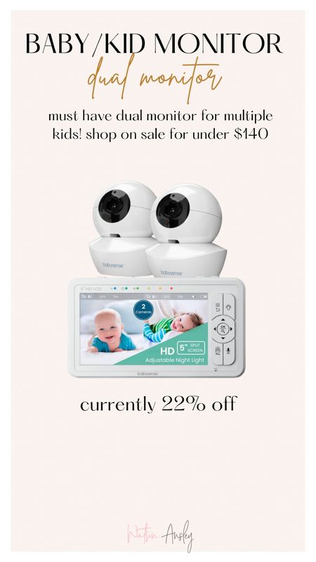 Shop our dual monitor on sale right now! We have LOVED this for both kids!! It comes with 2 cameras and one split screen camera (can also be switched to one screen). It has so many features including 3 setting night lights on cameras, voice talk features, ability to mount or stand, arrow around the room and more!

Click below to shop while it’s on sale! 
 

#LTKSaleAlert #LTKBaby #LTKBump