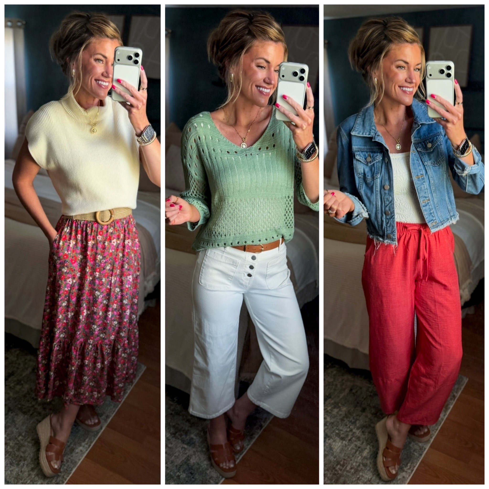 Non dress options for Easter. 
Skirt/ medium
Green top/ small 
White jeans/ 8
Denim jacket/ small 
Pants/ medium


#LTKOver40 #LTKSeasonal