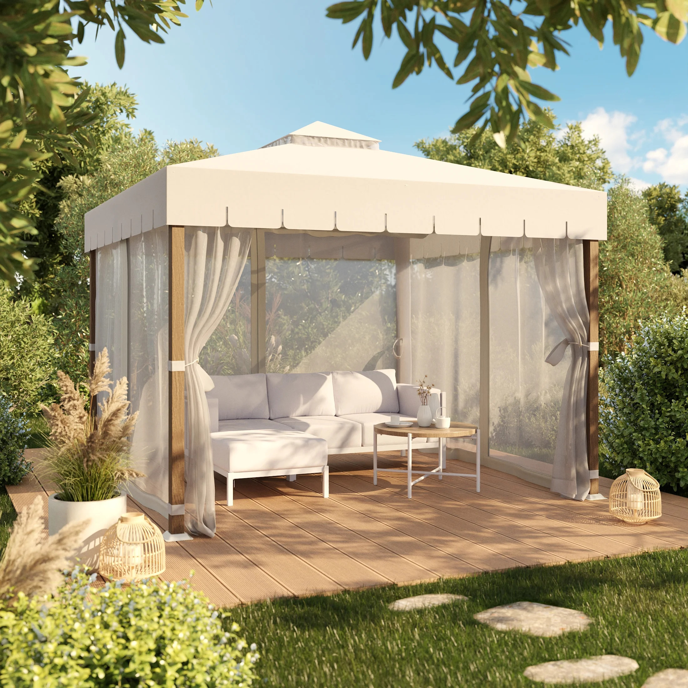 HOMETRENDS Westmont 10’ x 10’ Steel Soft Top Gazebo, Cream | Walmart (CA)