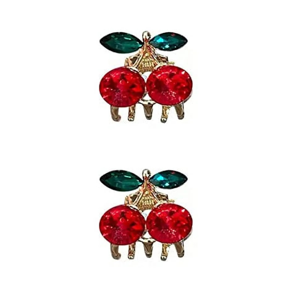 2pcs Mini Hair Claw Clips Crystal Cherry Hair Clips Alloy Metal Jaw Claw Clamps Hair Grip Catch B... | Walmart (US)