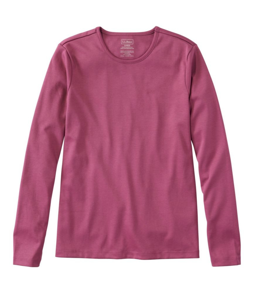 Women's Pima Cotton Tee, Long-Sleeve Crewneck Muted Plum Medium, Supima Cotton Pima L.L.Bean | L.L. Bean