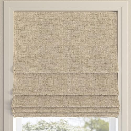 Sun Zero Seraphina Textured 100% Blackout Cordless Roman Shade, 31" x 64", Taupe | Amazon (US)