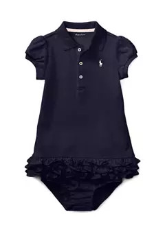 Ralph Lauren Childrenswear Baby Girls Ruffled Polo Dress & Bloomer | Belk
