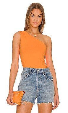 Susana Monaco One Shoulder Ruched Top in Electric Orange from Revolve.com | Revolve Clothing (Global)