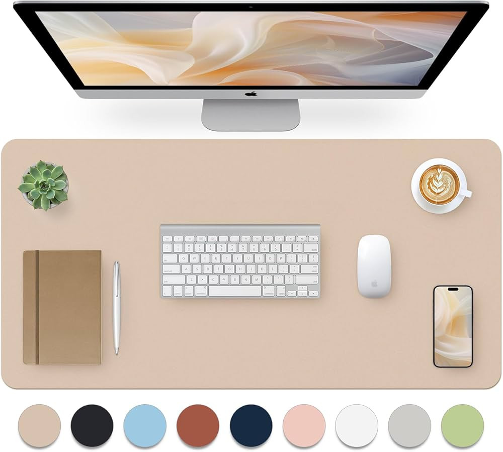 Leather Desk Pad, Mouse Pad, Non-Slip Desk Protector Mat, Leather Desk Blotter, Computer Desk Pad... | Amazon (US)