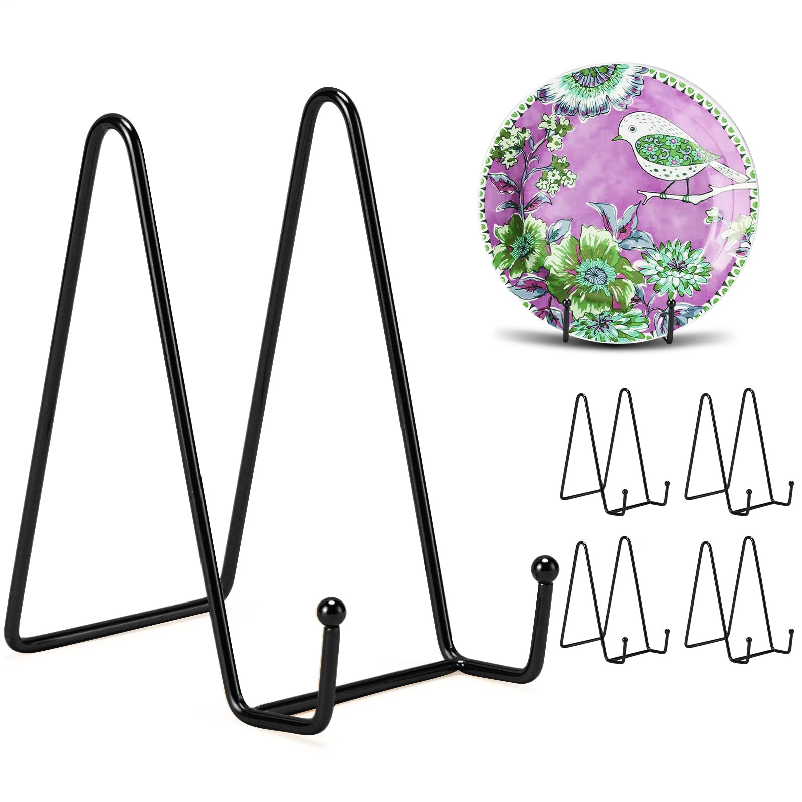 Kruodop 6 Inch Plate Stands for Display, 5 Pack Plate Holder Display Stand, Black Metal Frame Eas... | Amazon (US)