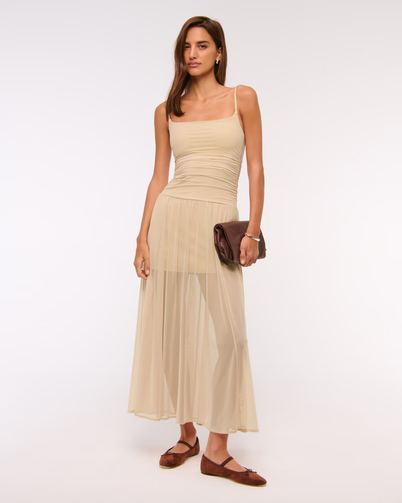 Women's Bra-Free Flowy Sheer Maxi Dress | Women's New Arrivals | Abercrombie.com | Abercrombie & Fitch (US)