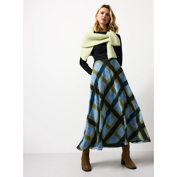 Blue Patterned Midaxi Full Skirt 6 | Tu Clothing