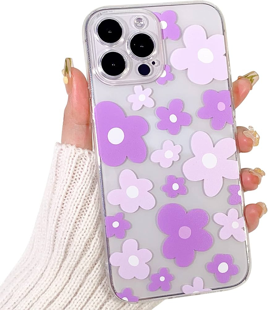 Lovmooful Compatible for iPhone 14 Pro Max Case Cute Clear Flower Floral Color Design for Girls W... | Amazon (US)