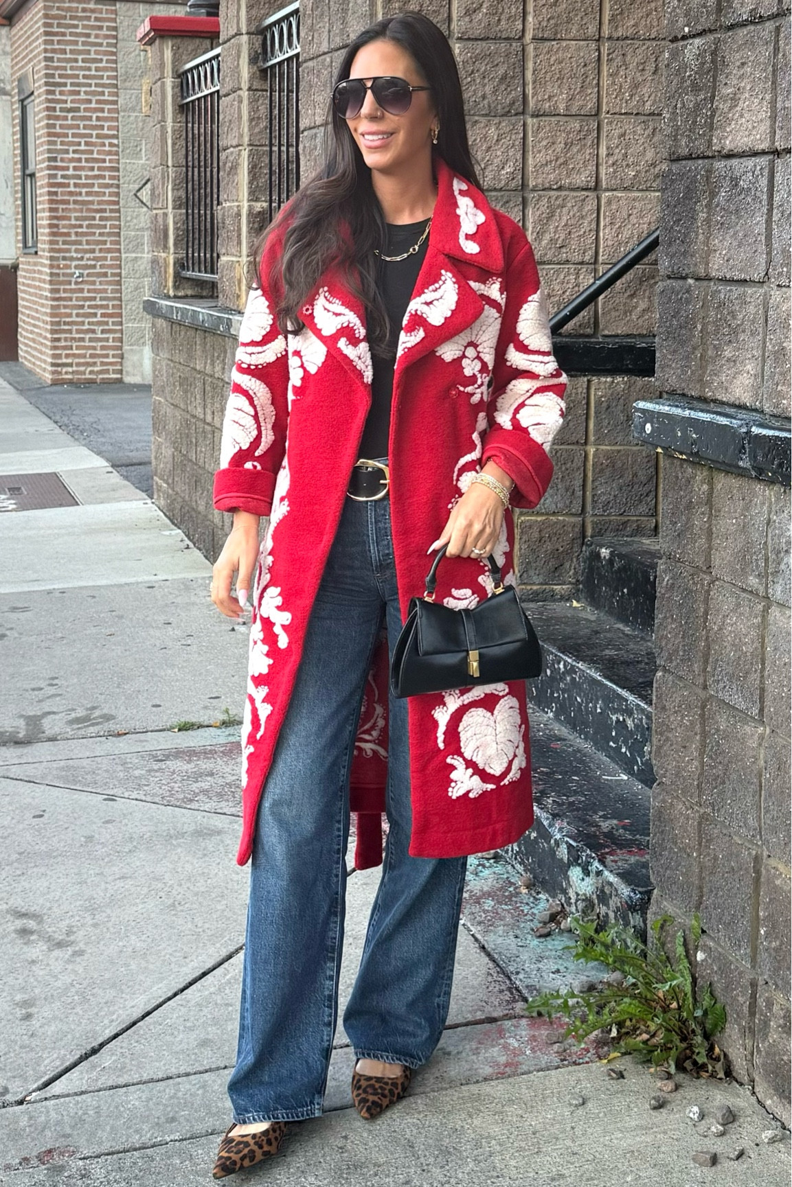 Farm Rio jacket - small 
Denim - size 26 
Leopard shoes- size up 

#LTKHoliday #LTKU #LTKSaleAlert