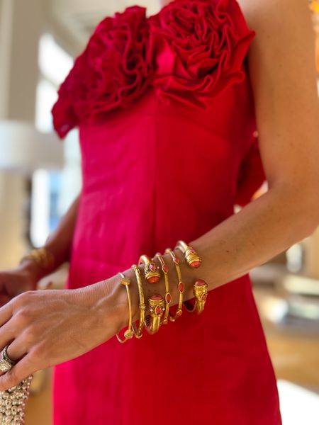 Valentine’s Day style. Julie Vos jewelry. Red dress. Pink bracelet cuffs  

#LTKstyletip #LTKGiftGuide