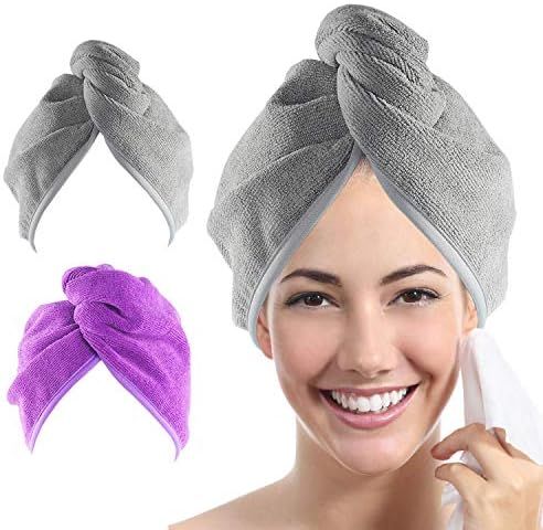 YoulerTex Microfiber Hair Towel Wrap for Women, 2 Pack 10 inch X 26 inch, Super Absorbent Quick D... | Amazon (US)