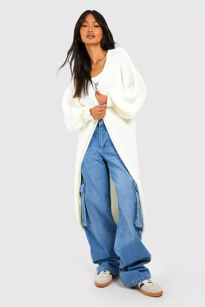 Oversized Balloon Sleeve Cardigan | boohoo (US & Canada)