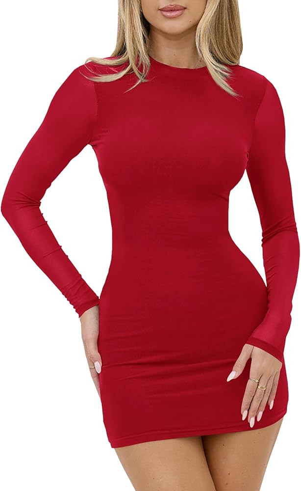 Vestido Sexy de Malla para Mujer con Mangas Largas y Mini Largo para Club y Fiesta | Amazon (US)