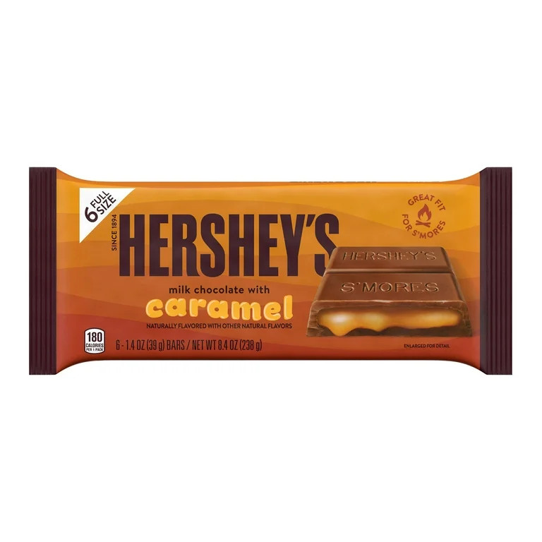 HERSHEY'S Milk Chocolate with Caramel Candy Bars, 1.4 oz (6 Count) | Walmart (US)