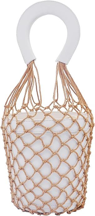 Miuco Women Nets Bucket Handbags Straw Tote Bag Purses | Amazon (US)