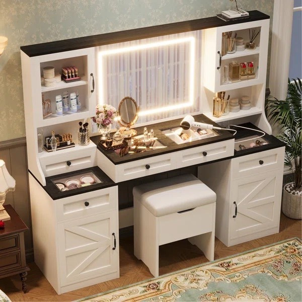 Elevate your holiday looks with a beautiful makeup vanity. The Farmhouse Vanity Desk with LED Lights, Cushion Stool is under $500.

Keywords: Holiday style, makeup vanity, bedroom, vanity set

#LTKHoliday #LTKSaleAlert #LTKHome