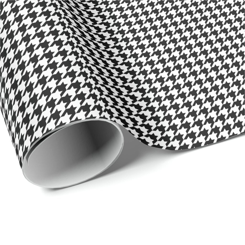 Small Black and White Houndstooth Wrapping Paper | Zazzle