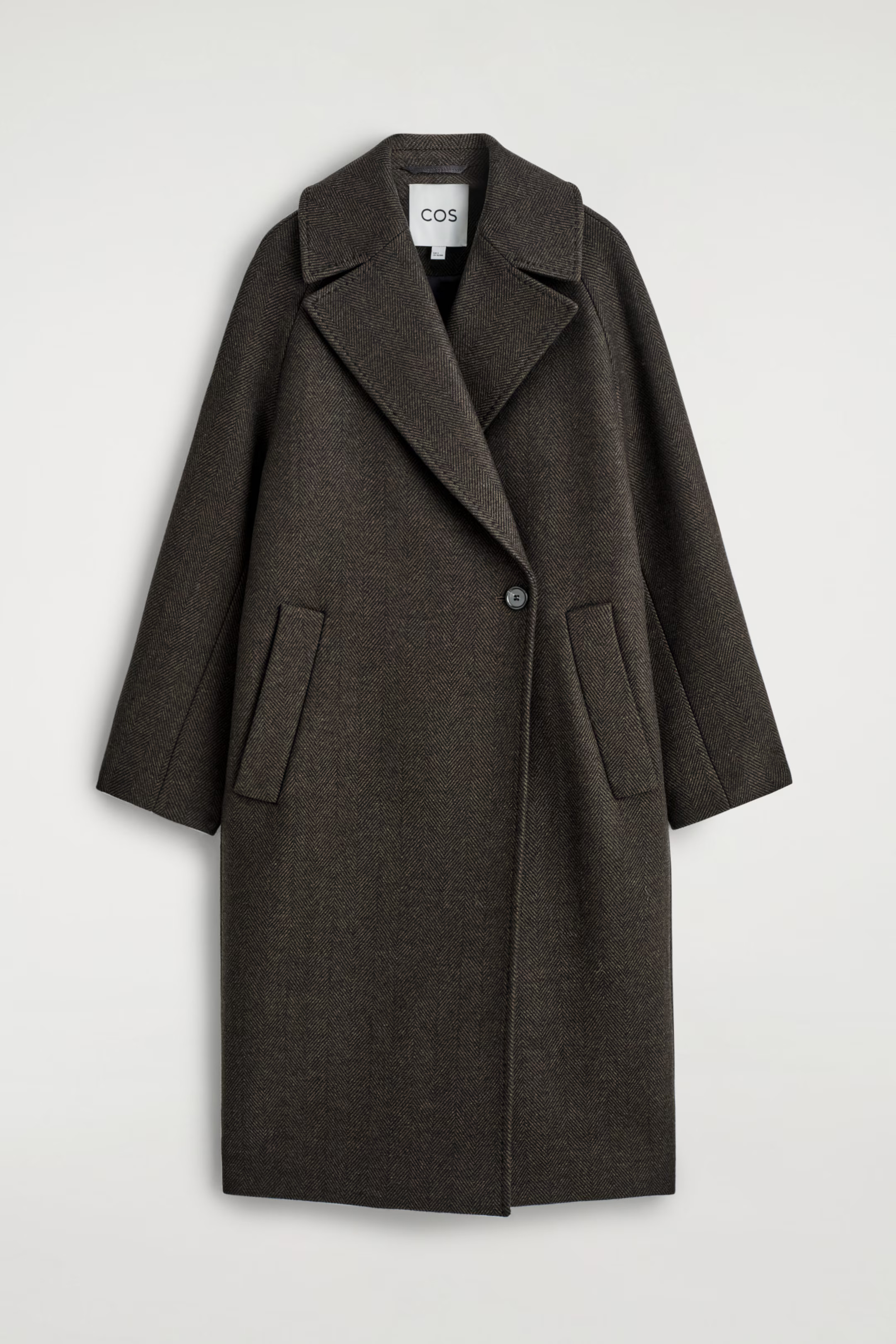 OVERSIZED DOUBLE-BREASTED WOOL LONG COAT - DARK GREEN | COS GB | COS UK