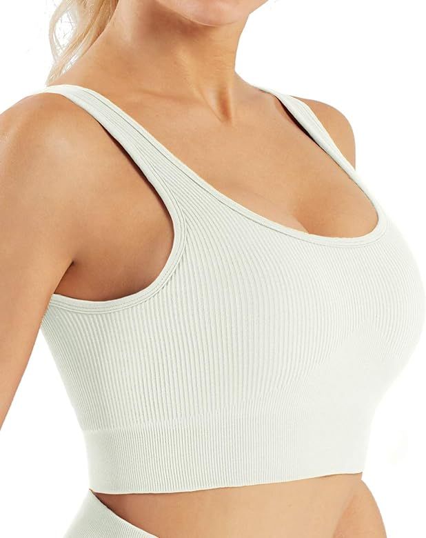 Women's Ribbed Workout Seamless Yoga Outfits Freely Combined Gym Work Out Set | Amazon (US)