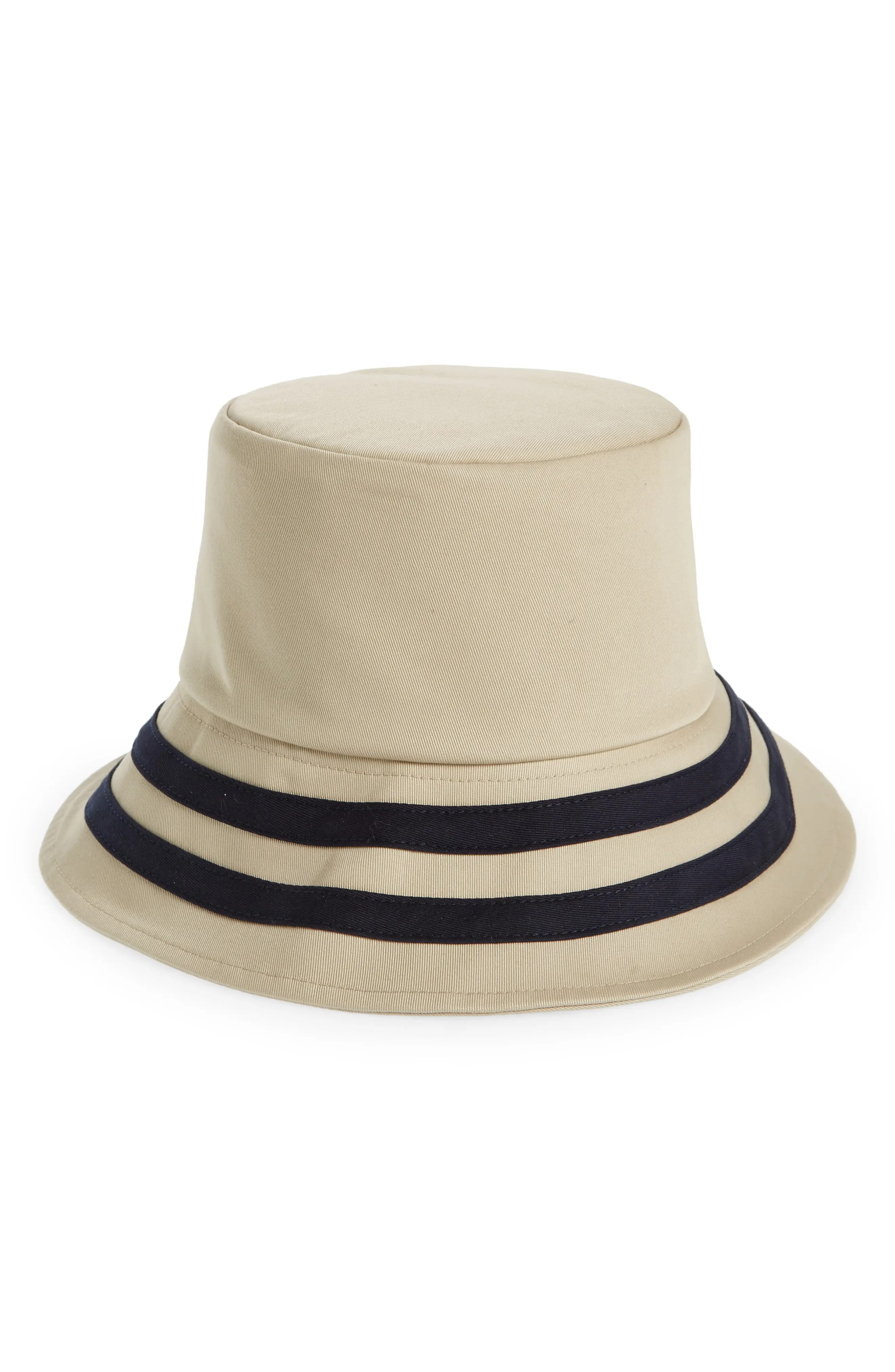 Janessa Leone Colton Stripe Cotton Bucket Hat in Mushroom at Nordstrom, Size Medium | Nordstrom