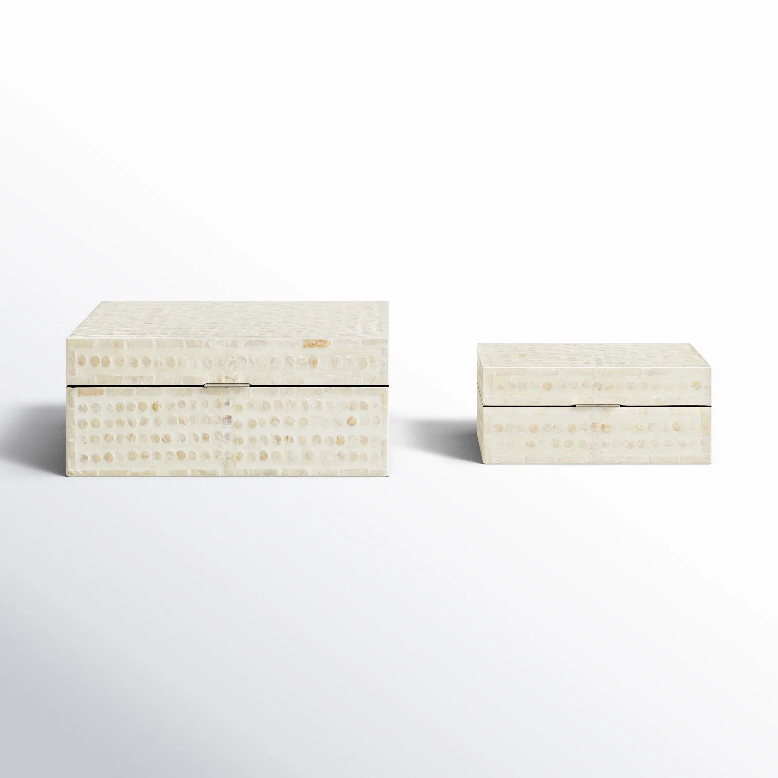 Armadi Mother of Pearl Shell Handmade Mosaic Dot Storage Geometric Decorative Cream Box with Acce... | Birch Lane