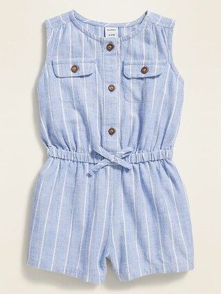 Striped Sleeveless Utility Romper for Baby | Old Navy (US)