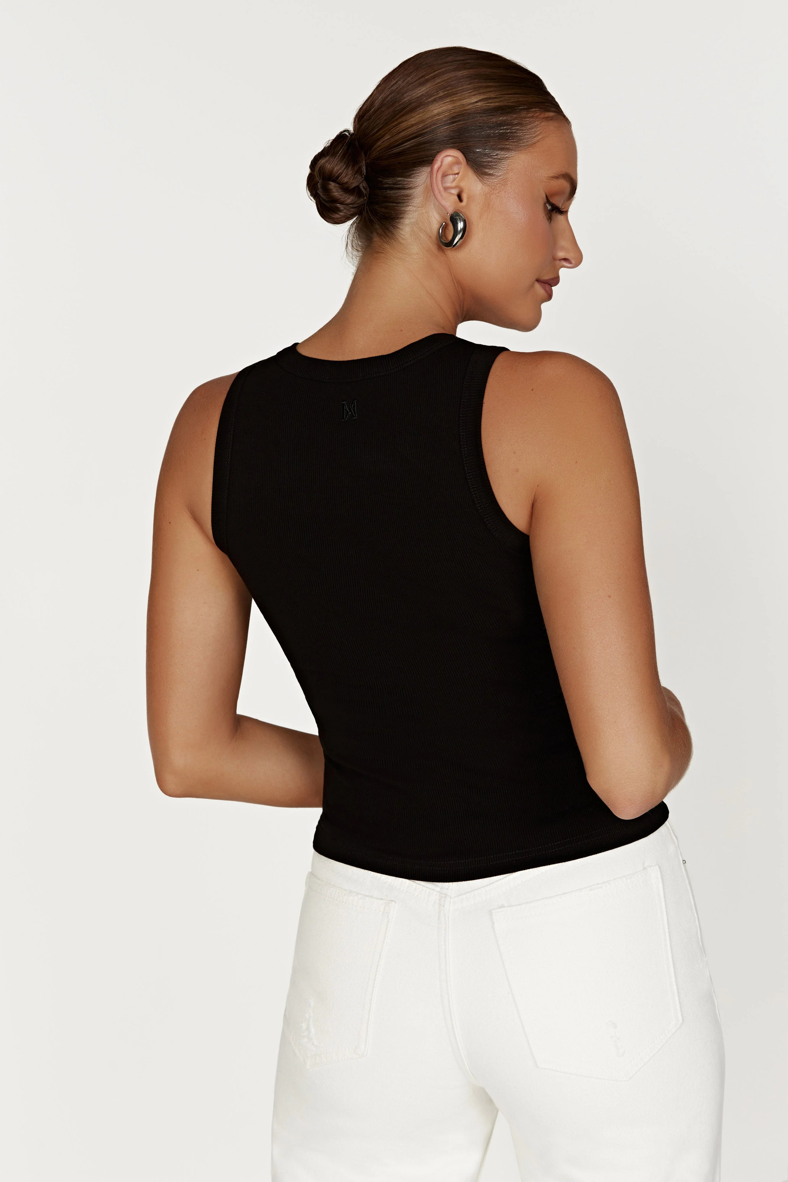 Zanna Ribbed Tank Top - Black | Meshki (APAC)