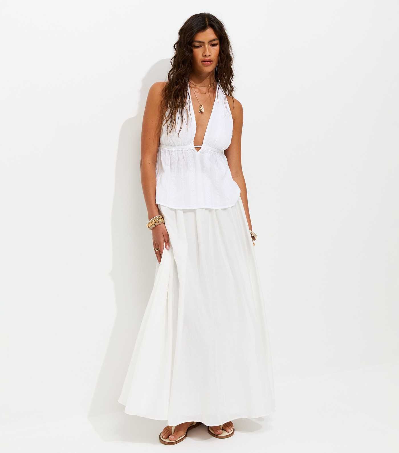 White Cotton Full Length Woven Skirt | New Look | New Look (UK)