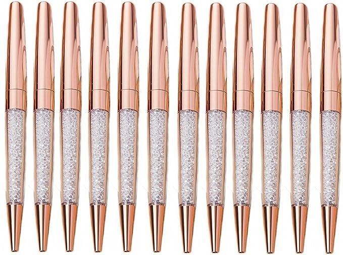 MengRan Rose Gold Pen Diamond Crystal Ballpoint Pens (Pack of 12)(rose gold) | Amazon (CA)