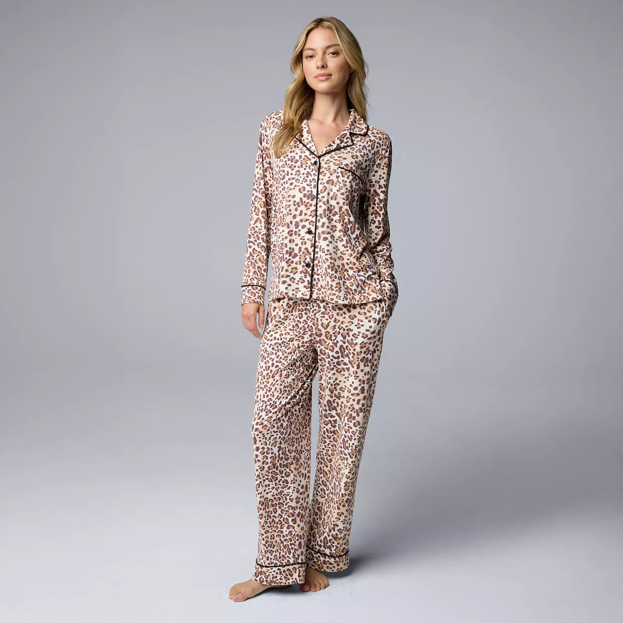 Women's Simply Vera Vera Wang 2-Piece Pajama Top & Pajama Bottoms Set | Kohl's