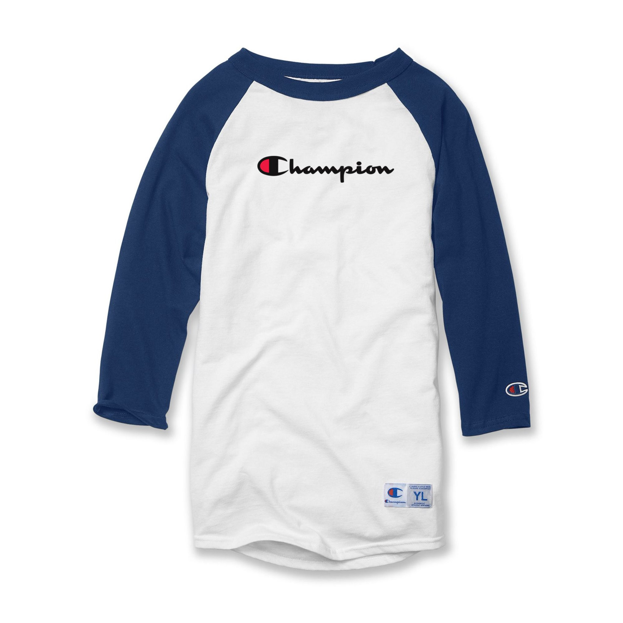 Champion Kids Baseball Tee, S, White/Navy, S, White/Navy | Walmart (US)