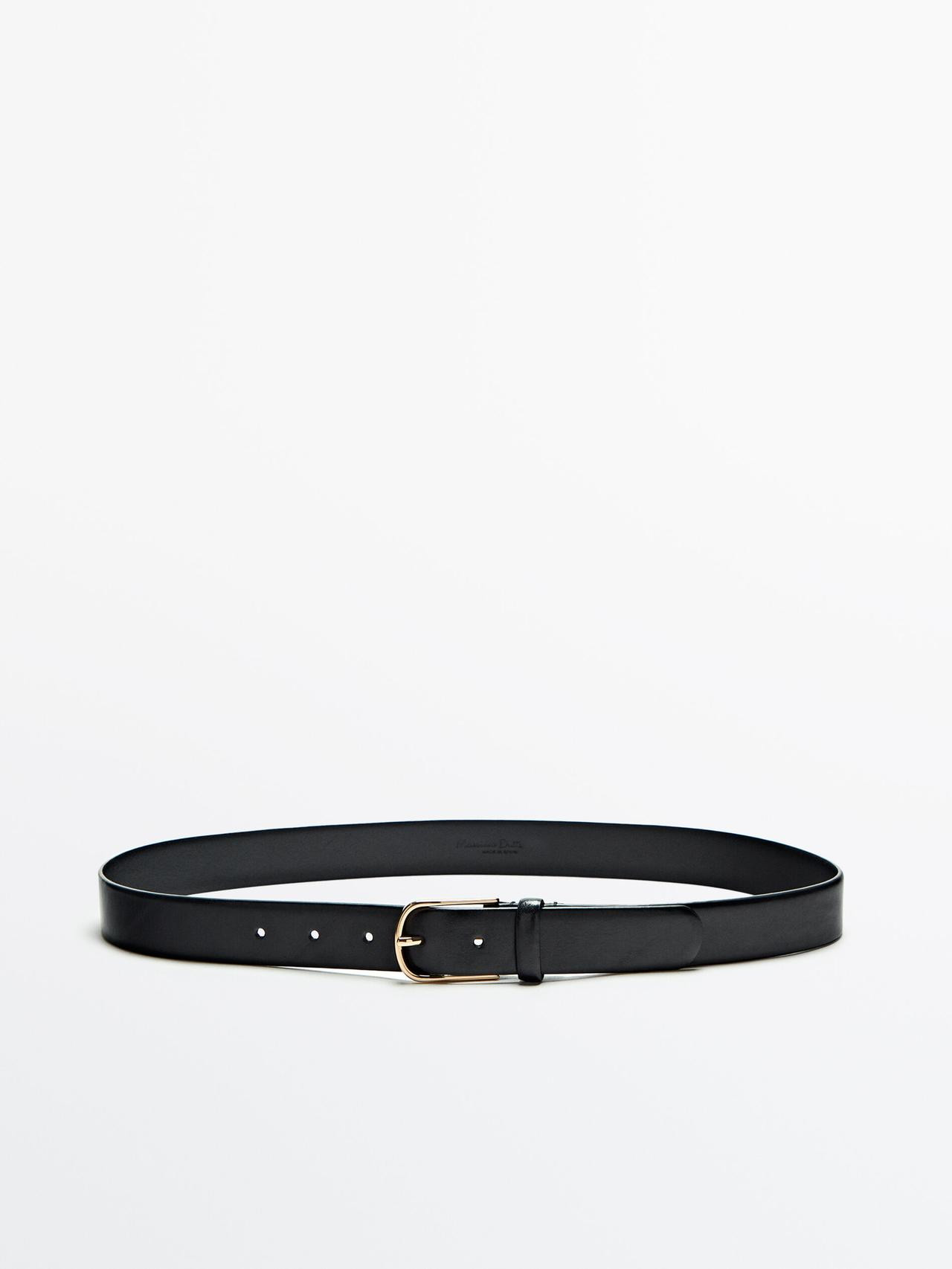 Black leather belt | Massimo Dutti US