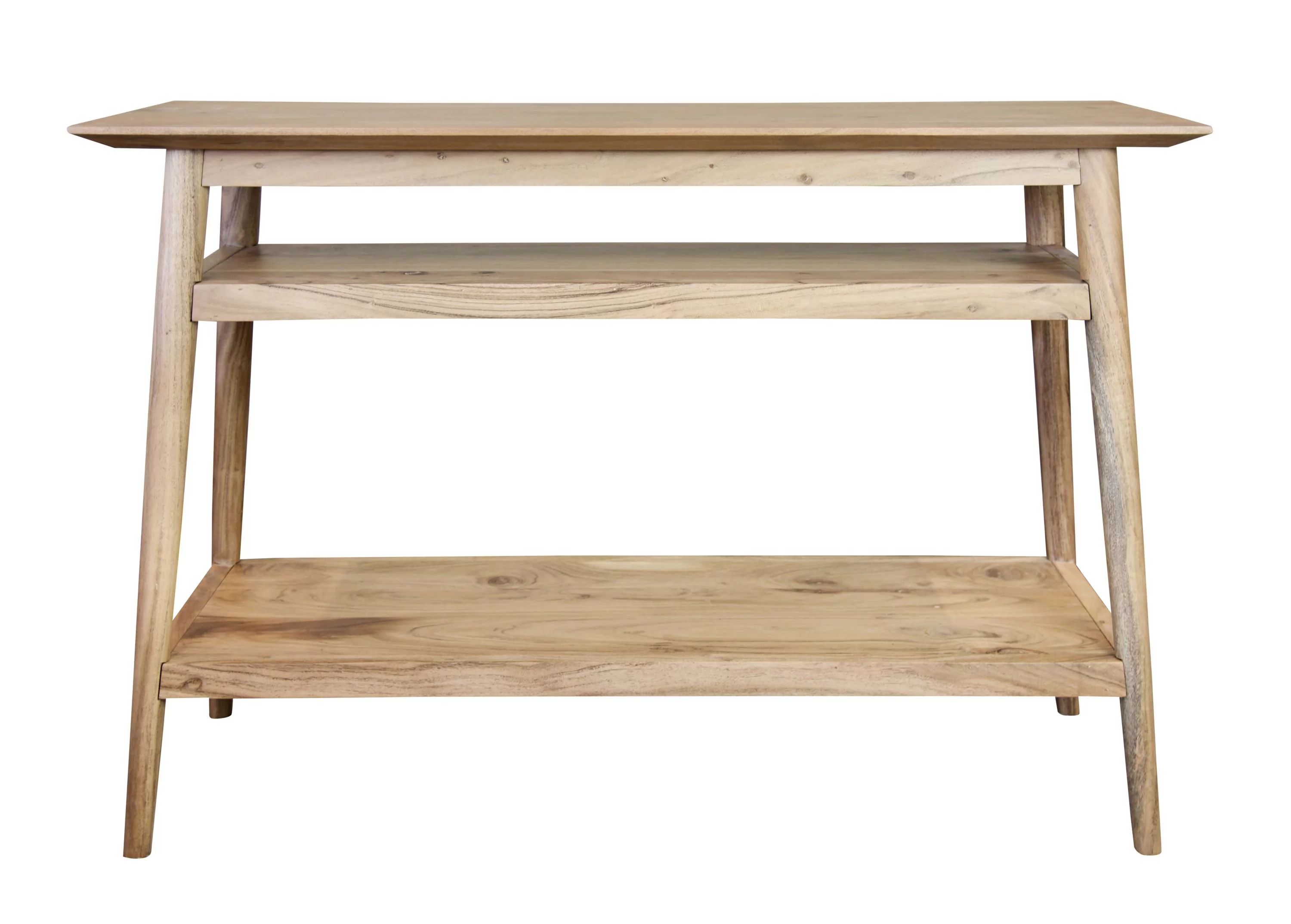 Mid-Century Solid Acacia Console Table with 3 Tiers in Natural Matte | Walmart (US)