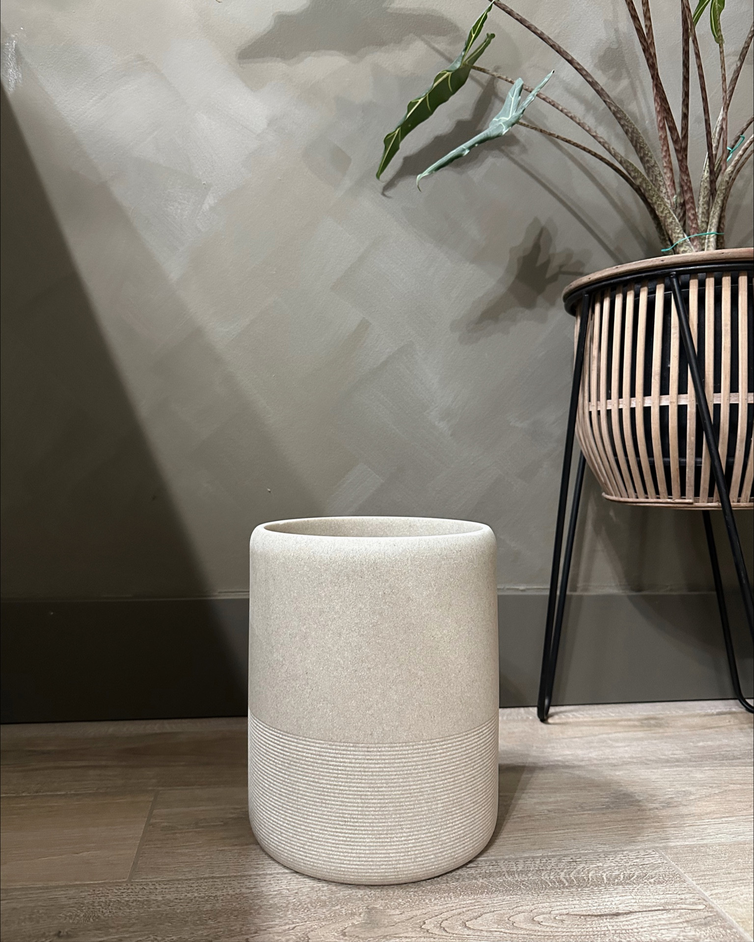 Our bathroom trash can — wanted something that felt like it went with the vibe in here and this one did not disappoint! Love the texture and color 🥰

Trash can, bathroom waste basket, home decor find 

#LTKhome