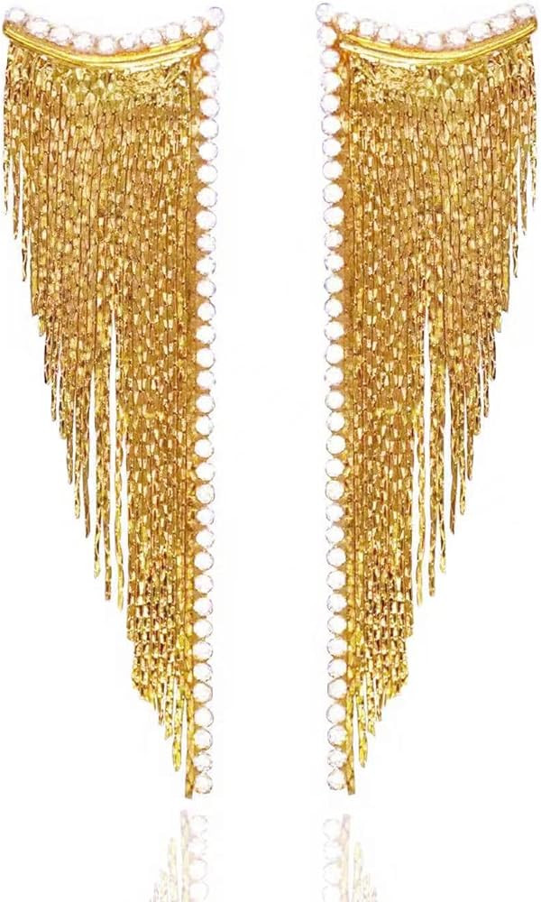 Uncle J Gold/Silver Rhinestone Crystal Long Tassel Dangle Earrings-Fringe Chain Chandelier Drop E... | Amazon (US)