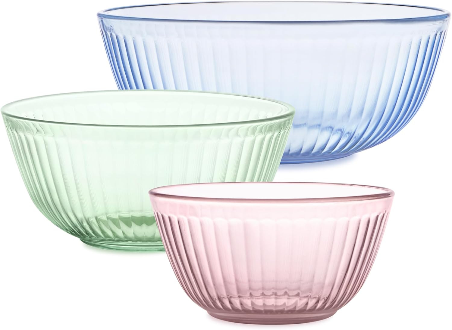 Pyrex Colors Tinted (3-Pack) Sculpted Tinted Unlidded Small/Medium/Large Glass Mixing Bowls, Nest... | Amazon (US)