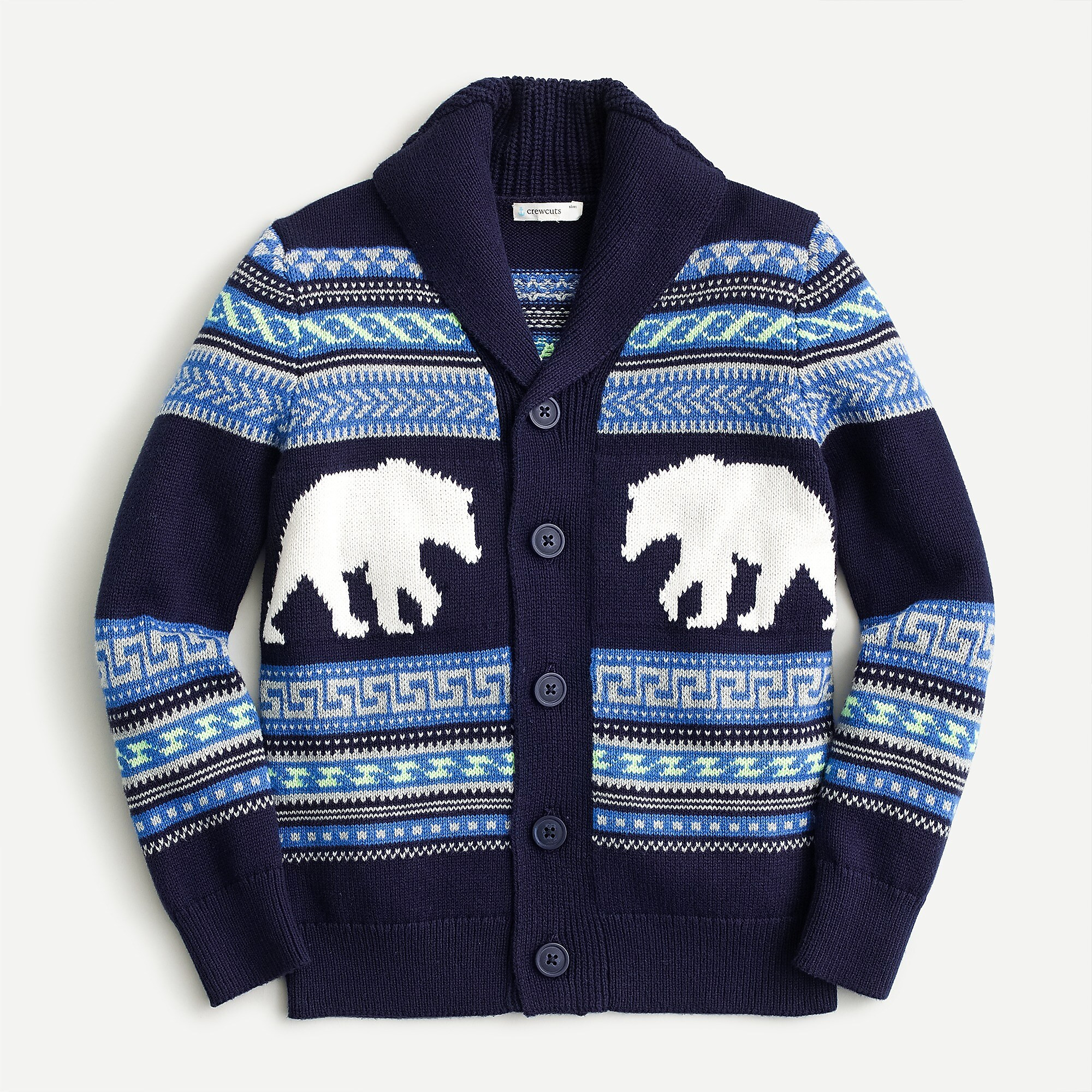 Kids' shawl-collar cardigan in bear Fair Isle | J. Crew US