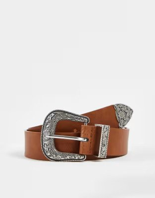 Stradivarius western belt in tan | ASOS (Global)