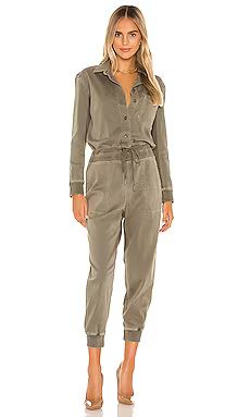 James Perse Mixed Media Jumpsuit in Sergeant from Revolve.com | Revolve Clothing (Global)