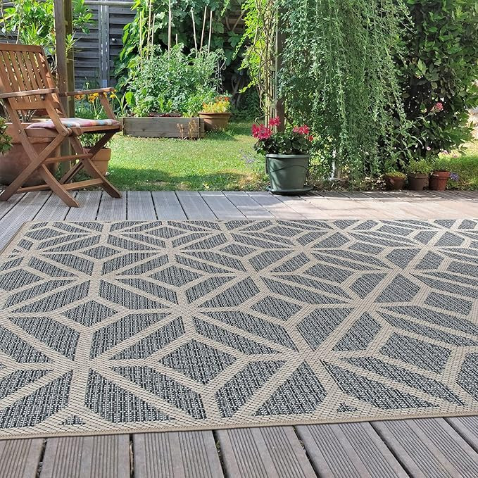 Rugshop Contemporary Geometric Easy Cleaning for Patio Rugs,Deck Rugs,Balcony Rugs Indoor/Outdoor... | Amazon (US)