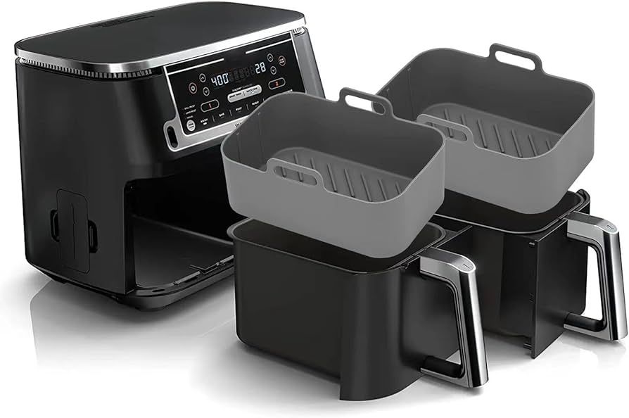 2Pcs Air Fryer Silicone Liners Rectangular for Ninja Foodi Dual DZ201 8QT/DZ090 6QT, MMH Reusable... | Amazon (US)