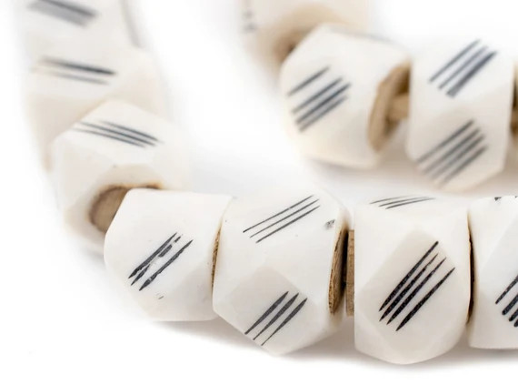 40 Scratch Carved Kenya Bone Beads Faceted: Faceted Shaped - Etsy | Etsy (US)