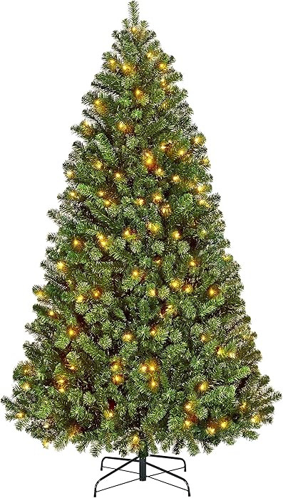 Yaheetech 6Ft Pre-lit Spruce Artificial Hinged Christmas Pine Tree Prelighted Holiday Xmas Tree f... | Amazon (US)