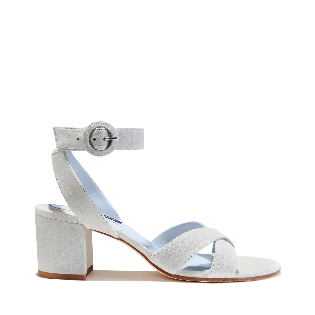 The City Sandal in Powder Suede | Over The Moon