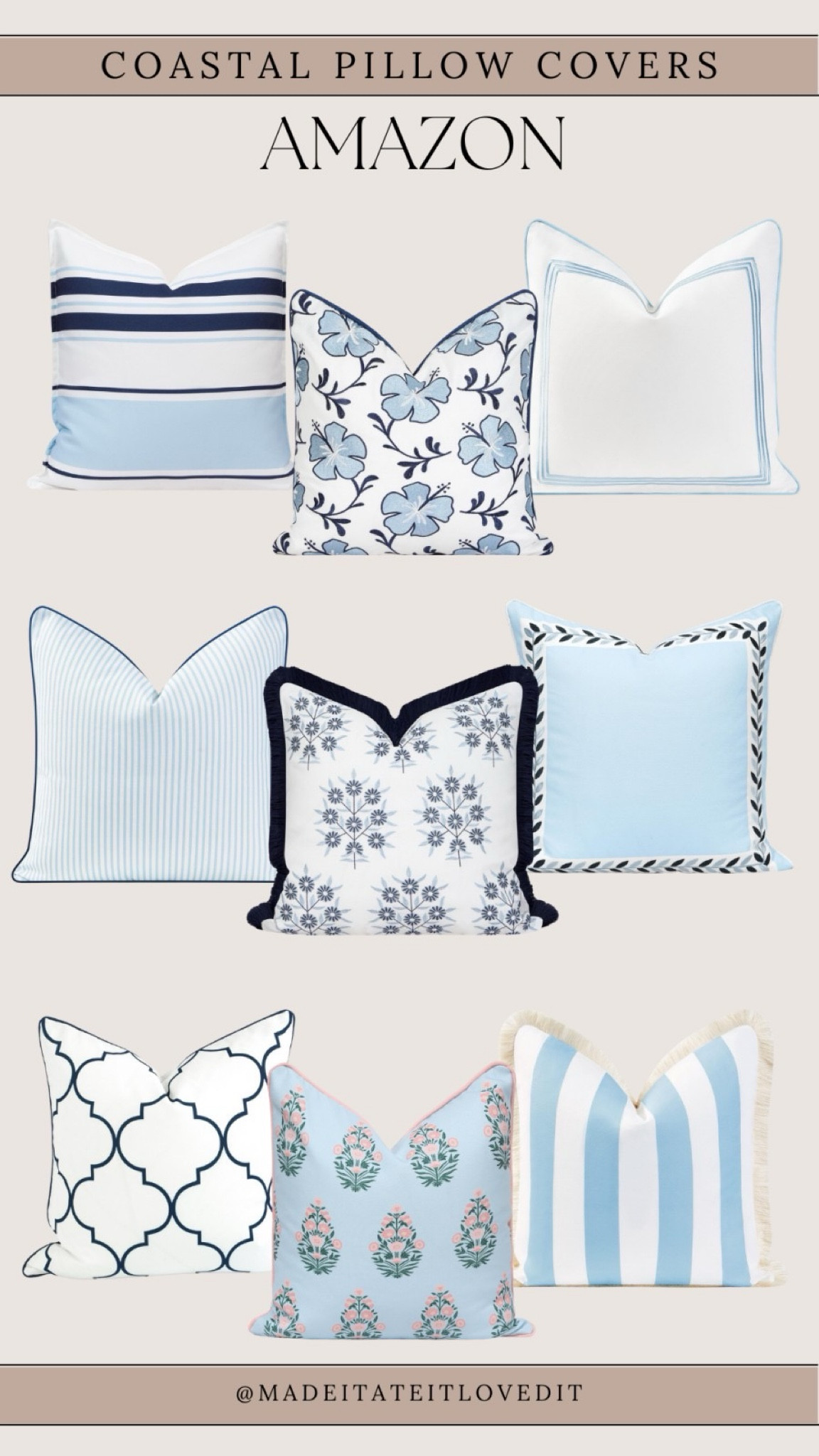 Refresh your space with coastal pillow covers from Amazon. Bring a touch of seaside charm to your home with designs that capture the essence of the coast.

#CoastalDecor #AmazonHome #PillowCovers #BeachVibes #SeasideStyle #HomeRefresh #CoastalLiving #InteriorDesign

#LTKHome